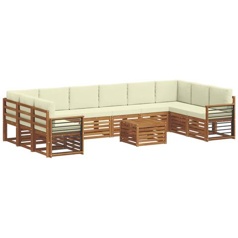 Set divani 11 pcs Naturale e Crema Legno di Acacia Massello - Foto 1