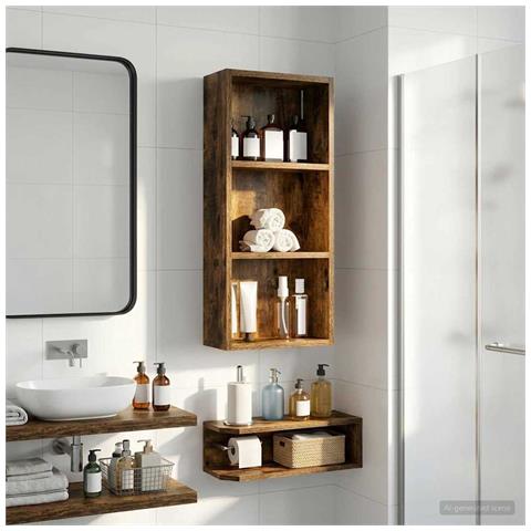 Armadio da bagno a muro Quercia Affumicata 30 x 14 x 70 cm - Foto 2