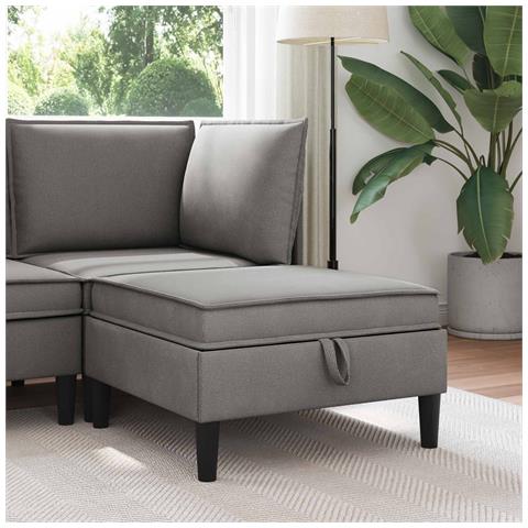 Pouf con Storage Grigio scuro Velluto - Foto 2
