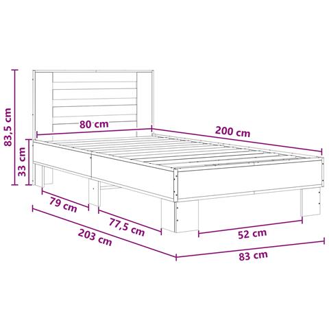 Struttura letto con testata Rovere Artigianale 80 x 200 cm - Foto 7