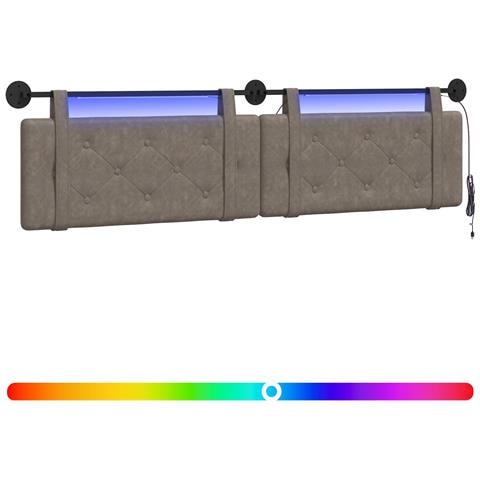Testiera sospesa Con luce LED Grigio PU Antico - Foto 1