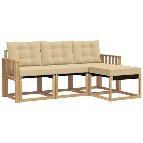 Set di divani da esterno con cuscino 4 pcs Bianco e Beige - Foto 1