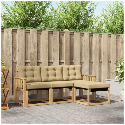 Set di divani da esterno con cuscino 4 pcs Bianco e Beige - Foto 2