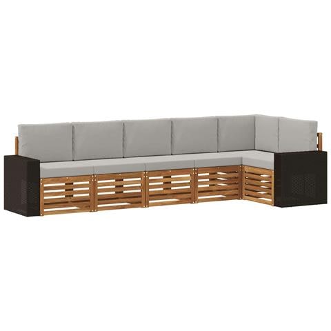 Set divano sezionale con cuscino 6 pcs Naturale e Grigio Chiaro - Foto 1