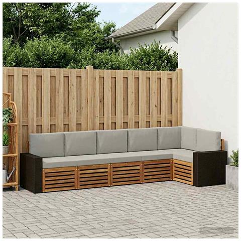 Set divano sezionale con cuscino 6 pcs Naturale e Grigio Chiaro - Foto 2
