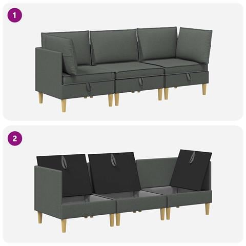 Set di divani modulari con spazio di archiviazione 3 pcs - Foto 8