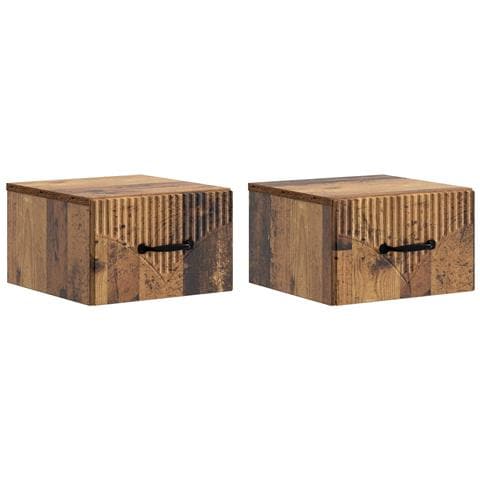 Mobiletto da notte a muro 2 pcs Legno antico 34,5 x 33 x 20 cm - Foto 1
