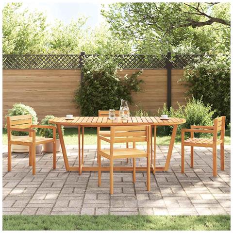 Tavolo da pranzo ovale da giardino 200x90x75 cm in Legno Massello di Acacia - Foto 2