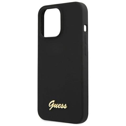 Guess Guhmp13xlslmgbk Iphone 13 Pro Max 6.7 Nero /nero Custodia In Silicone Script Gold Logo Magsafe - Foto 1