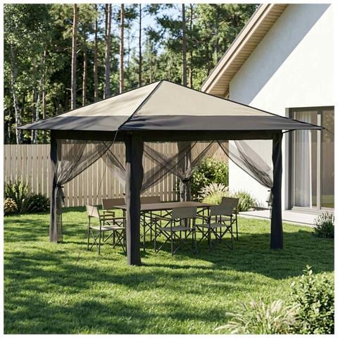 Gazebo con 4 Pareti Crema e Antracite - Foto 2