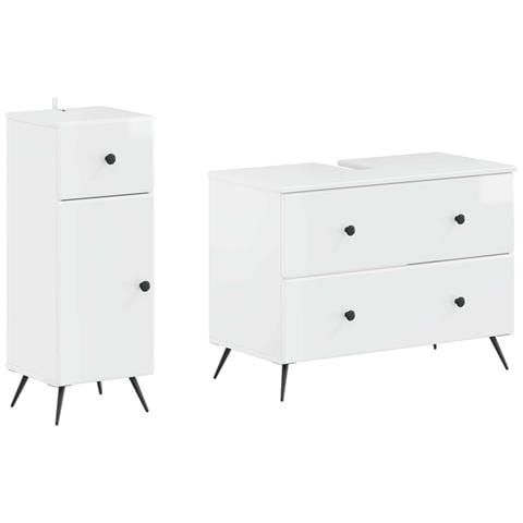 Set di Armadi da Bagno da 2 Pezzi BREDA Bianco Lucido - Foto 1