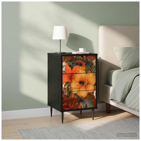 Armadio da Notte GENNEP 2 pz Rovere Nero 36 x 33 x 61 cm - Foto 2