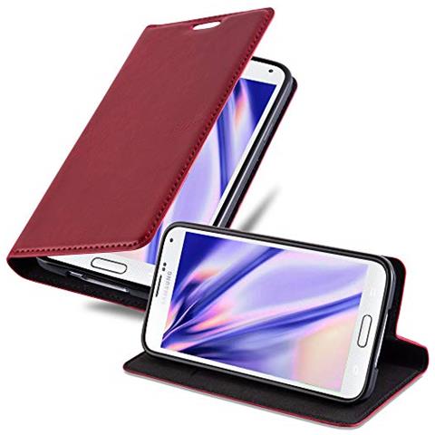Custodia Compatibile Con Samsung Galaxy S5 Mini / S5 Mini Duos In Rosso Mela - Coperchio Protettiva Con Chiusura Magnetica, Funzione Stand E Tasca Per Le Carte - Foto 1