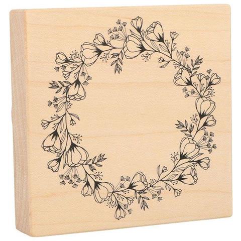 Timbro In Legno Corona Di Fiori Ø 10 Cm - Foto 2