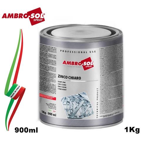 Vernice Zincante A Freddo Zinco Chiaro Protettivo Per Esterni 900ml Ambro-sol - Foto 1