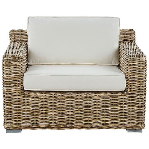 Set Di 2 Poltrone Da Giardino Rattan Marrone Chiaro Cuscini Bianco Crema Ardea - Foto 18