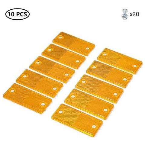 10 X Trailer Rettangolari Giallo Riflettori Riflettente Rettangolare Per Cancello Messaggi Rettangolare Posteriore Riflettori Vite Di Fissaggio Rimorchio Riflettore Rv Adatto Trattore Stradale Porta Riflettori (giallo) - Foto 1