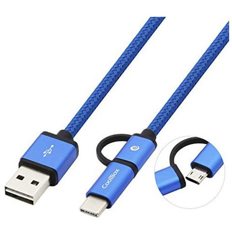 COO-CAB-U2MC-BL Cavo USB 1 m USB A USB C / Micro-USB B Maschio Blu - Foto 1