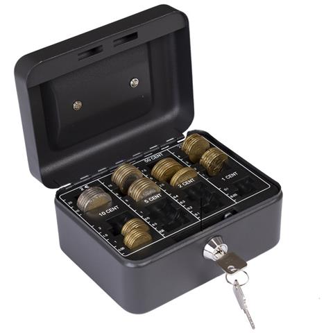 Elegant Cash C9614-eur Cassetta Di Sicurezza Con Chiave Per Contare E Trasportare Denaro | Cassetta Portavalori In Acciaio Con Vassoio Portamonete | Cassaforte Portatile Larghezza 15 Cm | Nera - Foto 1