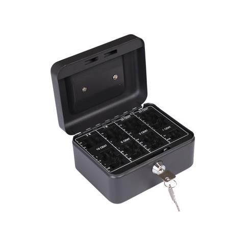 Elegant Cash C9614-eur Cassetta Di Sicurezza Con Chiave Per Contare E Trasportare Denaro | Cassetta Portavalori In Acciaio Con Vassoio Portamonete | Cassaforte Portatile Larghezza 15 Cm | Nera - Foto 3