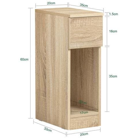Comodino Con Cassetto Per Letto A Molle 20x60x35 Cm Naturale Fbt111-n - Foto 5