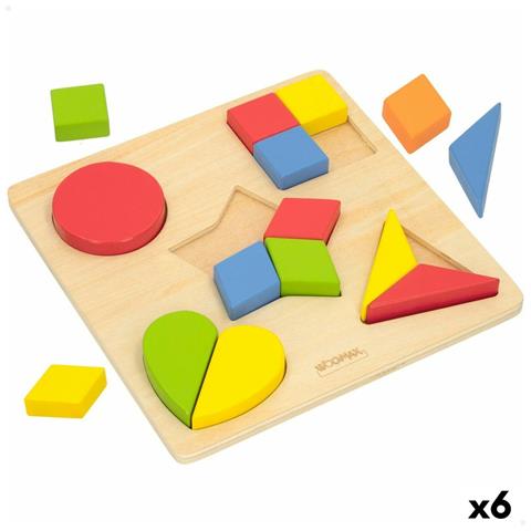 Puzzle Di Legno Per Bambini Woomax Forme + 12 Mesi 16 Pezzi (6 Unità) - Foto 1