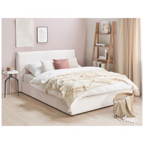 Letto Contenitore Velluto Bianco Crema 160 X 200 Cm Lavaur - Foto 1