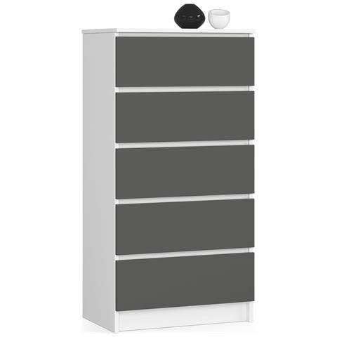 Cassettiera K60, 5 cassetti, 60x40x121 cm, Colore Bianco e Grigio Grafite - Foto 1