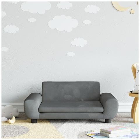 Divano Per Bambini Grigio Scuro 70x45x33 Cm In Velluto - Foto 1