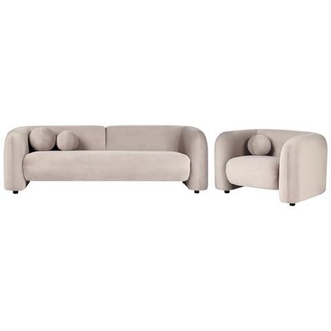 Set Da Salotto 4 Posti Leiren Velluto Tortora - Foto 2