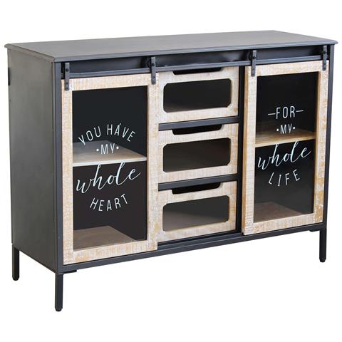 Mobile Credenza Madia Da Interno Bar Pub Interamente In Ferro Con 2 Ante Laterali E 3 Cassetti Centrali In Legno Linea Industrial - Foto 1