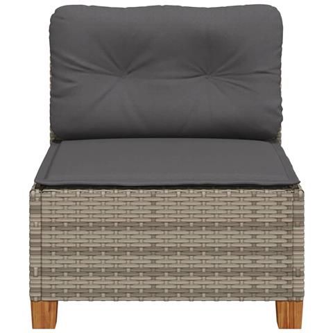 Divano Giardino Senza Braccioli Con Cuscini Grigio Polyrattan - Foto 2