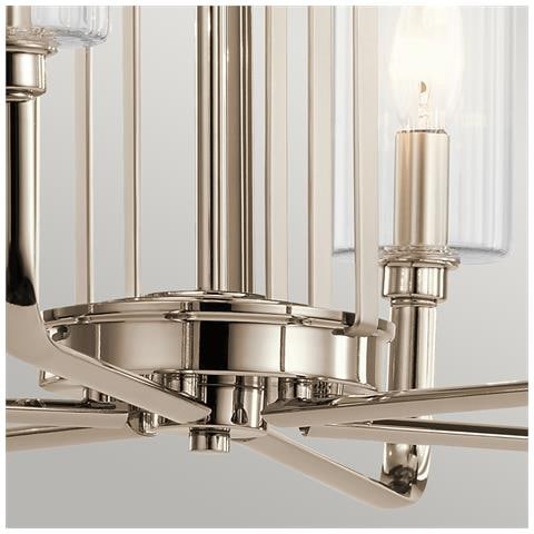 Lampadario Contemporaneo Kimrose Acciaio Nichel Lucido Vetro 6 Luci E14 - Foto 2