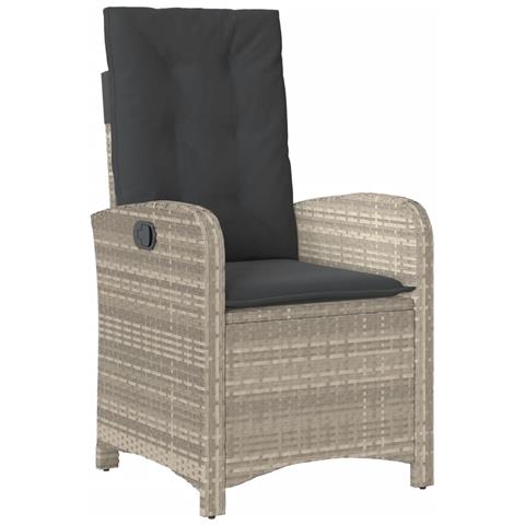Set Pranzo Da Giardino 9pz Con Cuscini Grigio Chiaro Polyrattan - Foto 3