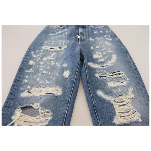 Jeans In Denim Strappato Di Cotone Lavato Blu - It36-xxs - Foto 5