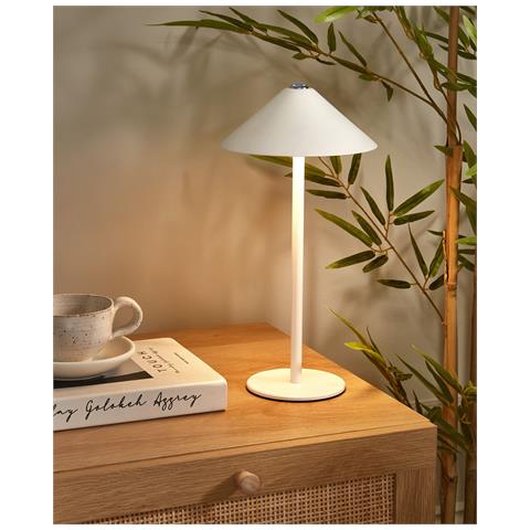 Lampada Da Tavolo Senza Fili A Led Francoli Con Dimmer Metallo Bianco - Foto 1