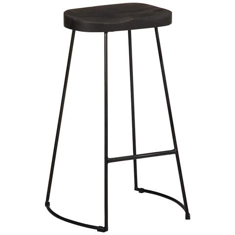 Sgabelli da Bar 2 pz Neri 45x40x78 cm Legno Massello di Mango - Foto 2