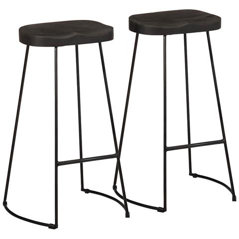 Sgabelli da Bar 2 pz Neri 45x40x78 cm Legno Massello di Mango - Foto 1
