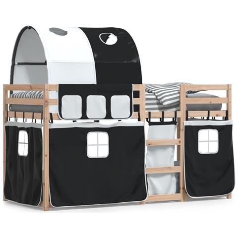 Letto a Castello senza Materasso Bianco e Nero 80x200cm in Pino - Foto 1