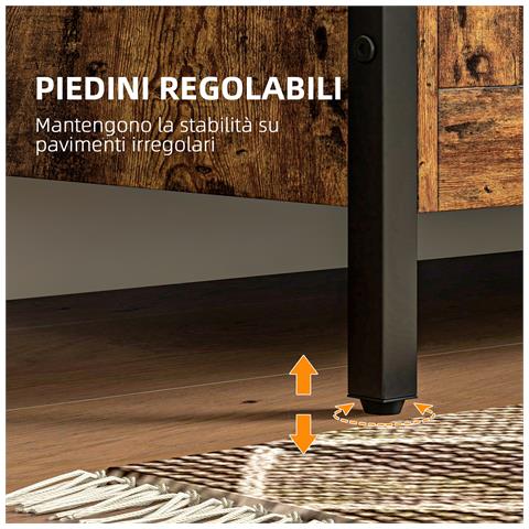 Cassapanca in Legno da 95L Stile Industriale con Coperchio e Cerniera di Sicurezza, 80x40x49cm, Marrone - Foto 6