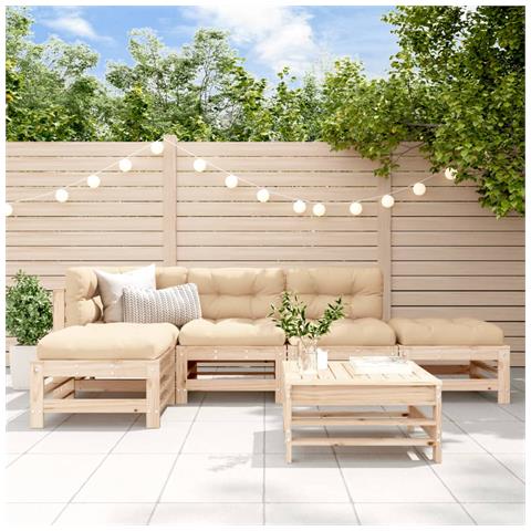Set Salotto Da Giardino 6 Pz In Legno Massello Di Pino - Foto 1