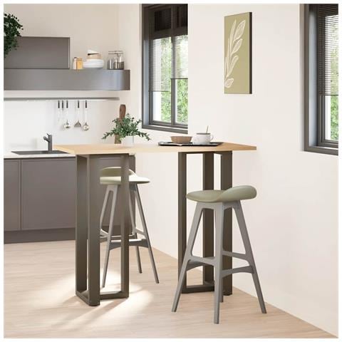 Gambe Tavolo Bar A T 2 Pz Naturale 40x35x(111-112) Cm Acciaio - Foto 2