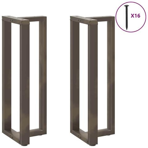 Gambe Tavolo Bar A T 2 Pz Naturale 40x35x(111-112) Cm Acciaio - Foto 3