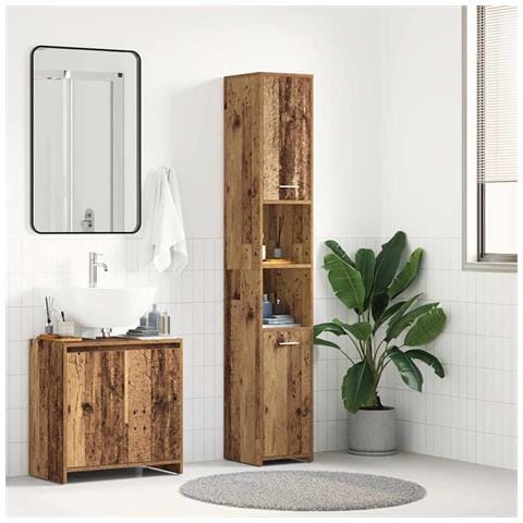 Mobile Da Bagno Legno Antico 30x30x183,5 Cm In Legno Tecnico - Foto 3