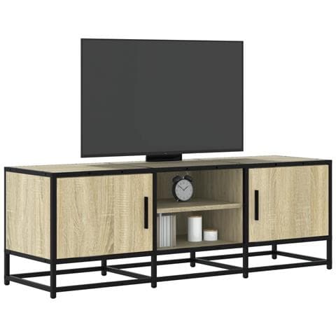 Mobile Tv Rovere Sonoma 120x35x41cm Legno Multistrato E Metallo - Foto 1