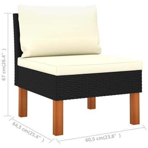 Set Divani Da Giardino 9pz Polyrattan Legno Di Eucalipto Nero - Foto 8