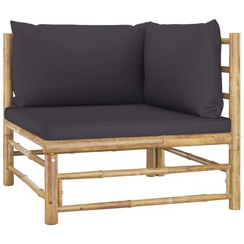 Lusso Casadino -  Set Divani Da Giardino 2 Pz Con Cuscini Grigio Scuro In Bambù - Foto 1