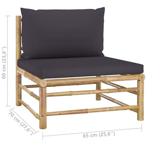 Lusso Casadino -  Set Divani Da Giardino 2 Pz Con Cuscini Grigio Scuro In Bambù - Foto 7