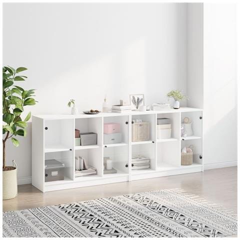 Libreria Con Ante Bianca 204x37x75 Cm In Legno Multistrato - Foto 2