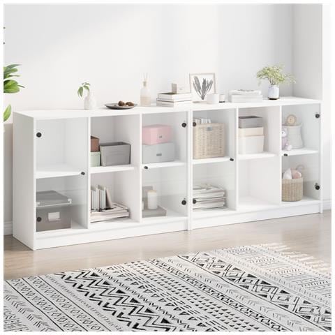 Libreria Con Ante Bianca 204x37x75 Cm In Legno Multistrato - Foto 8